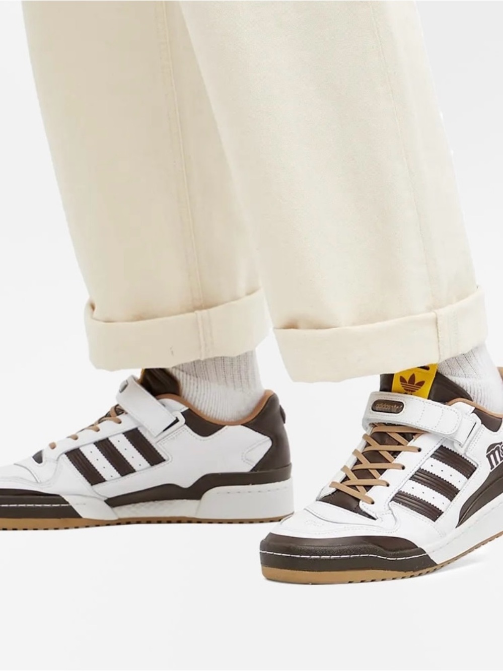 Adidas M&M Forum Low ‘84 Sneakers in White & Brown Size 9